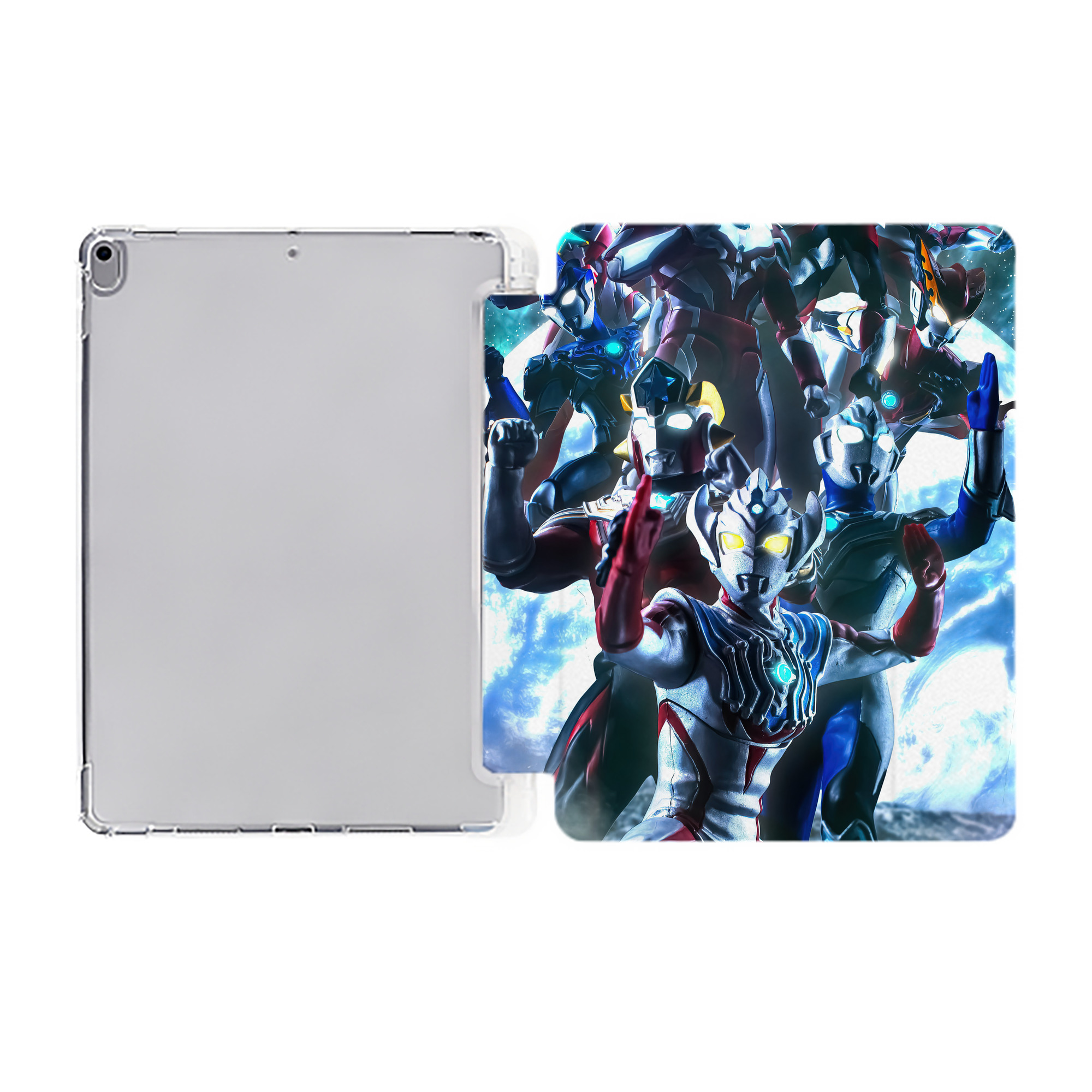 （画像用） ウルトラマン Ultraman IPad ケース ペン収納付き 三つ折りスタンド PUレザー×シリコン 対応機種9.5/10.5/10.9インチ
